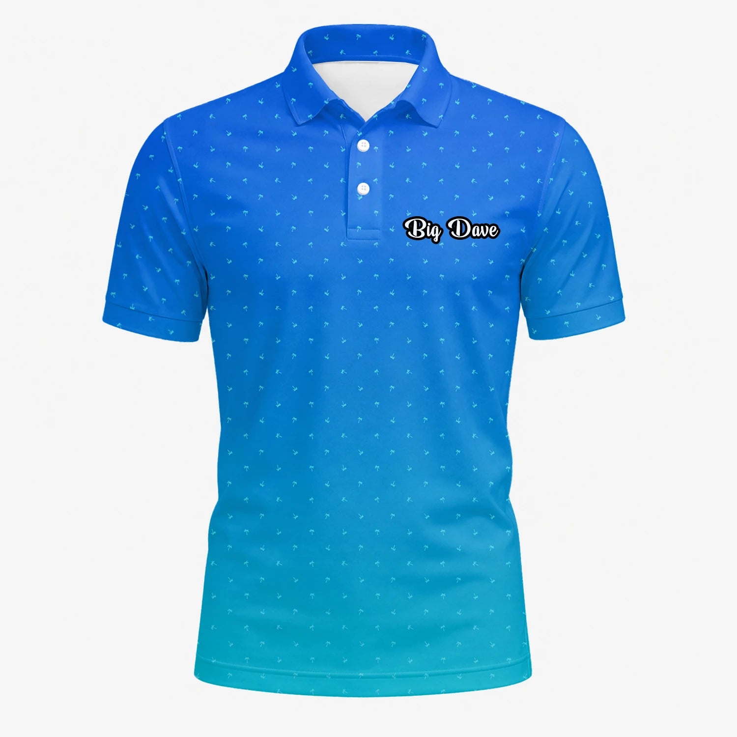 Personalised Blue Turquoise Dotted Gradient Golf Polo Shirt For Men O2326