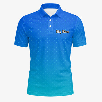 Personalised Blue Turquoise Dotted Gradient Golf Polo Shirt For Men O2326