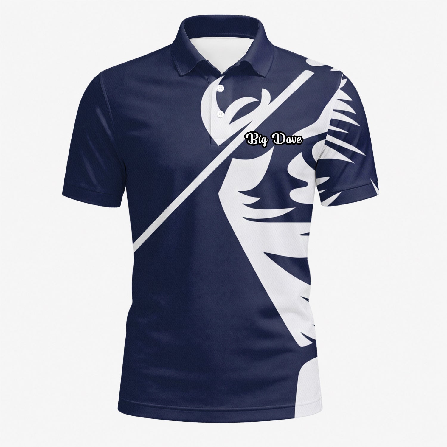 Personalised Navy White Tribal Golf Polo Shirt For Men A1639