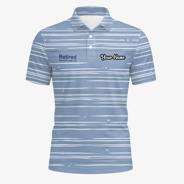 Personalised Powder Blue White Abstract Stripe Golf Polo Shirt For Men F9706