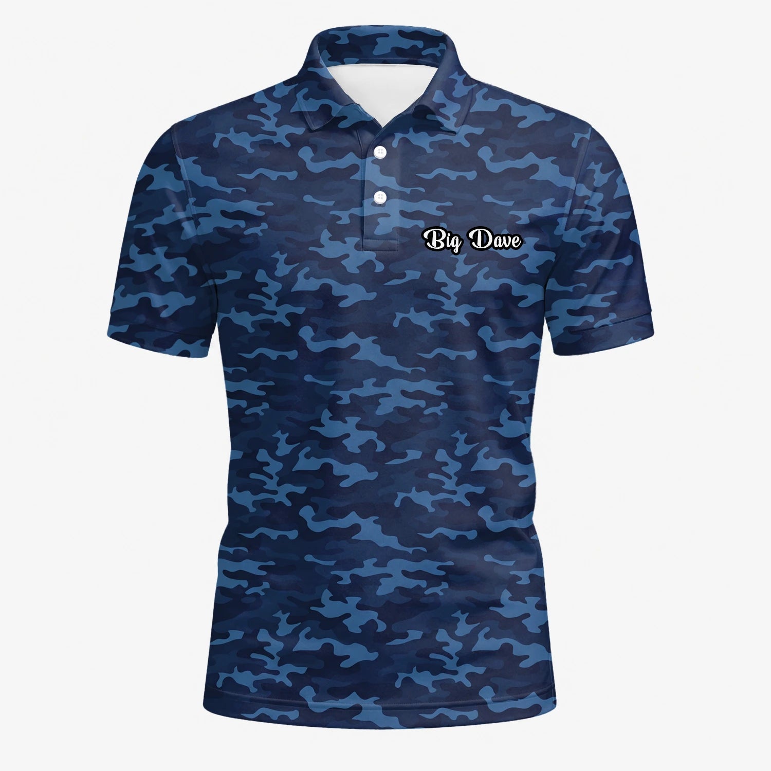 Personalised Navy Blue Camo Golf Polo Shirt For Men L9533