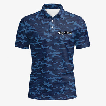 Personalised Navy Blue Camo Golf Polo Shirt For Men L9533