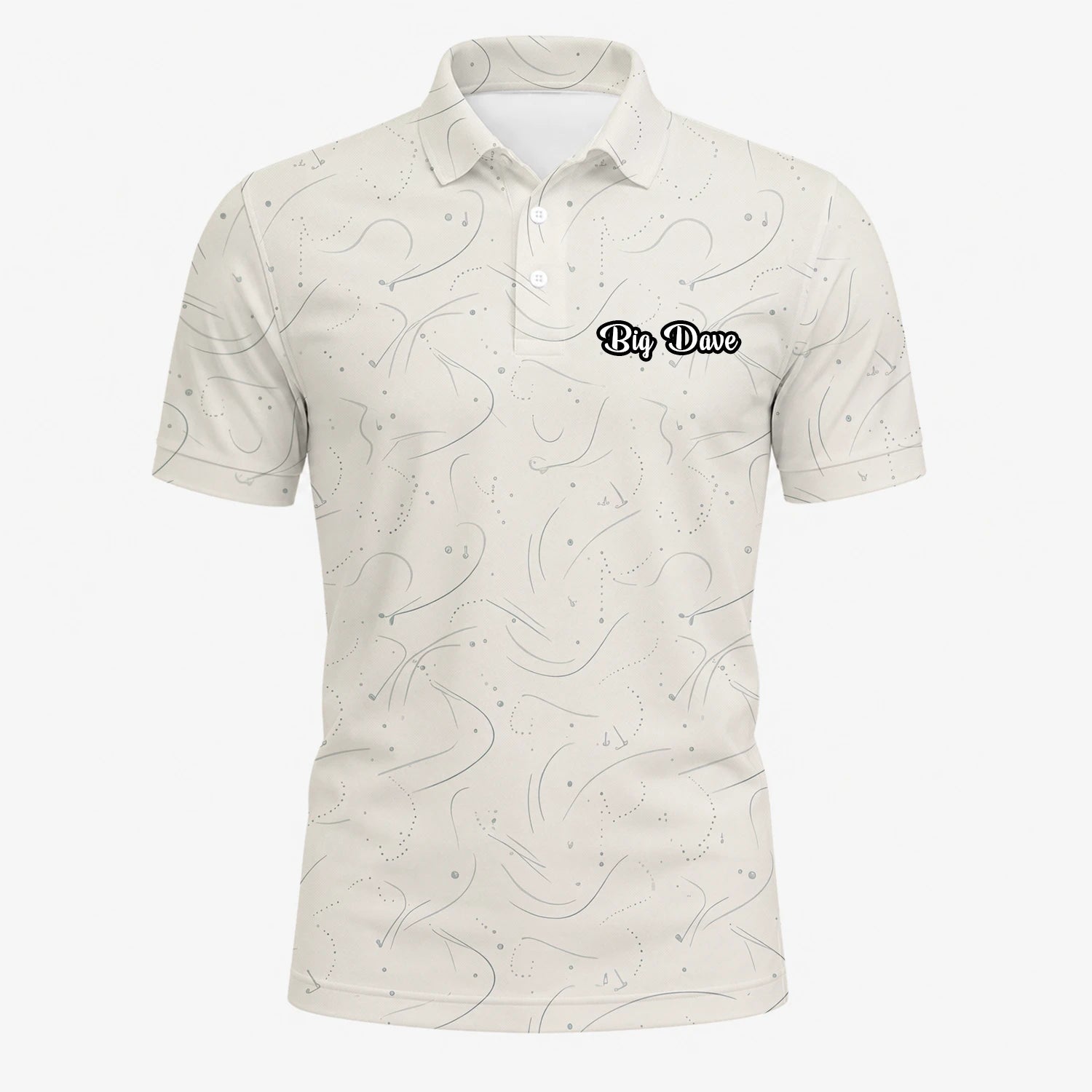 Personalised Cream Golf Tee Line Art Golf Polo Shirt For Men O7898