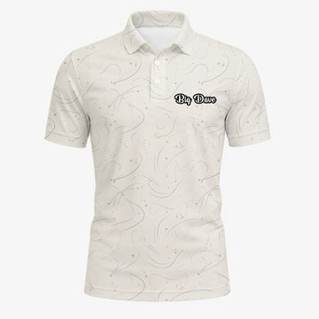 Personalised Cream Golf Tee Line Art Golf Polo Shirt For Men O7898