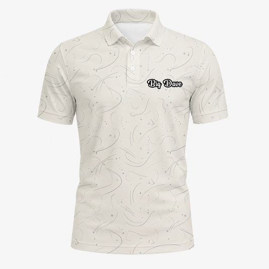 Personalised Cream Golf Tee Line Art Golf Polo Shirt For Men O7898