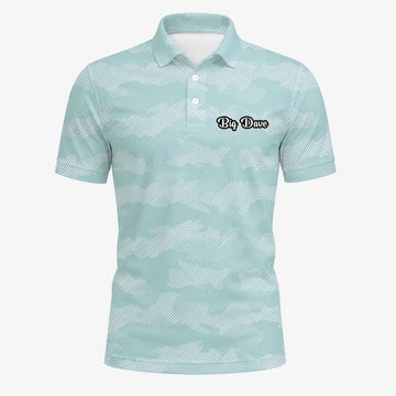 Personalised Mint White Chevron Stripe Golf Polo Shirt For Men K7105