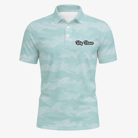 Personalised Mint White Chevron Stripe Golf Polo Shirt For Men K7105