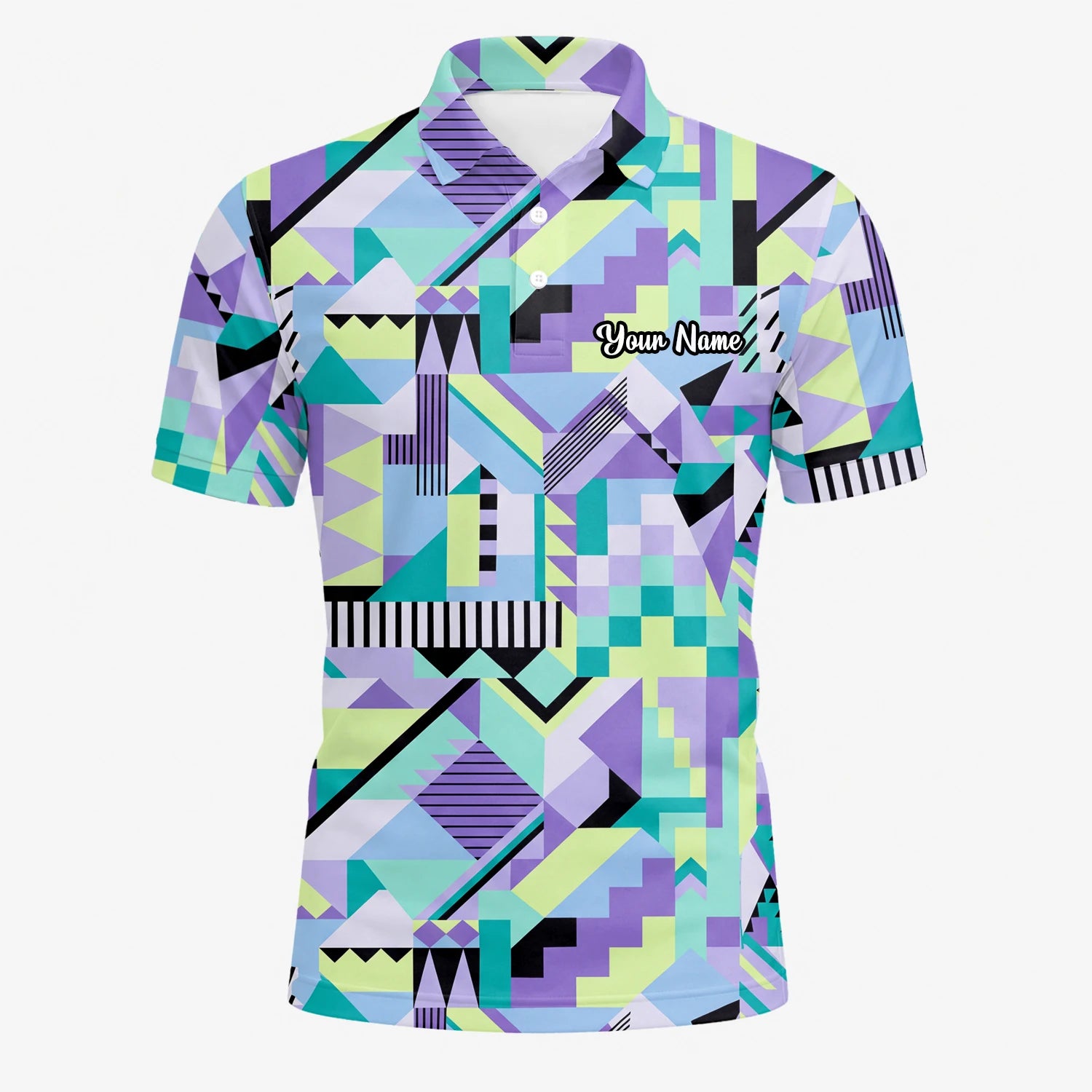 Personalised Pastel Geometric Memphis Pattern Golf Polo Shirt For Men Y0820