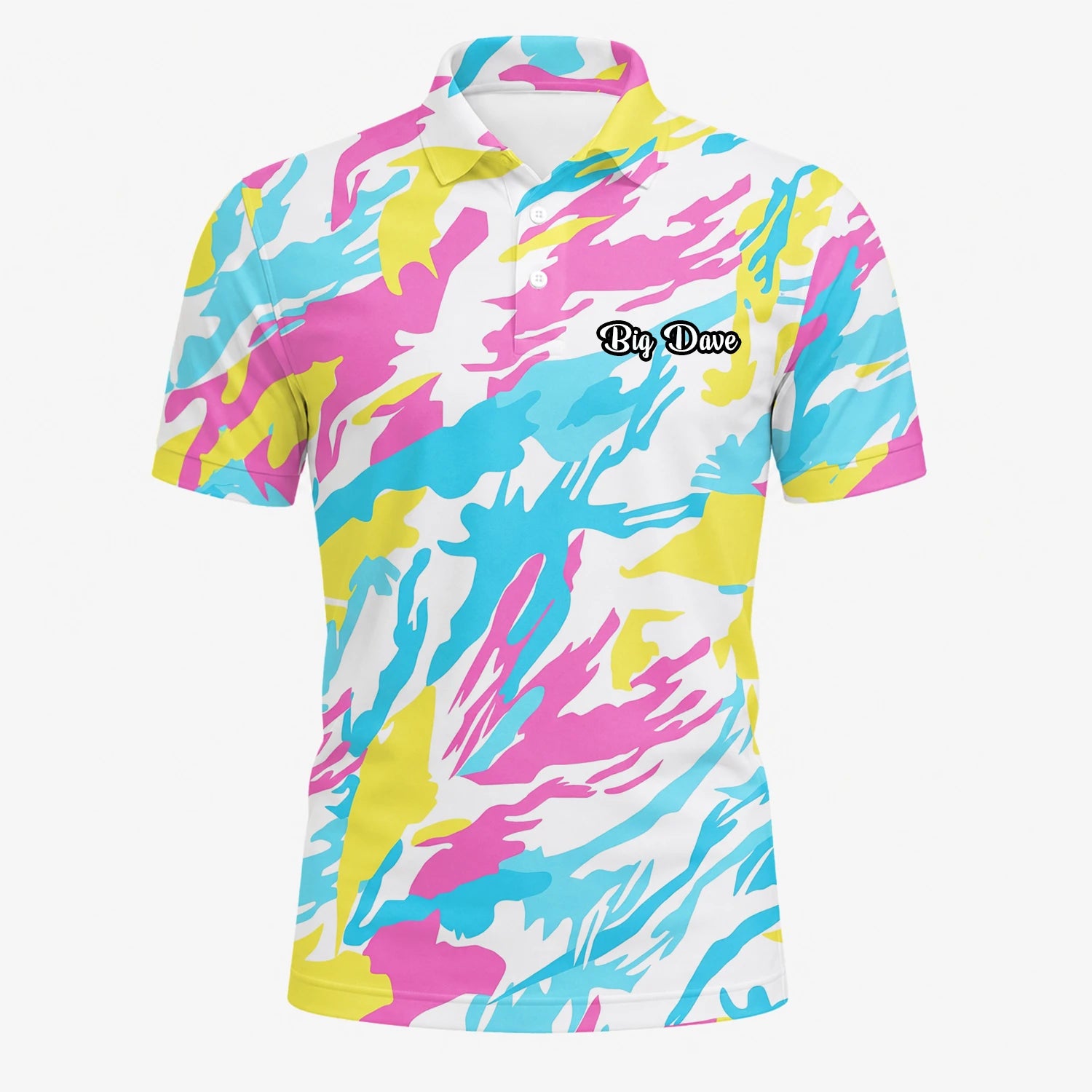 Personalised Pastel Rainbow Camo Golf Polo Shirt For Men F0280