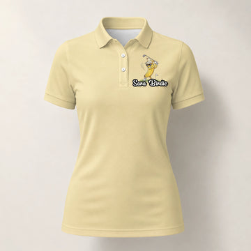 Personalised Pale Yellow Banana Golfer Cartoon Golf Polo Shirt For Women X9847