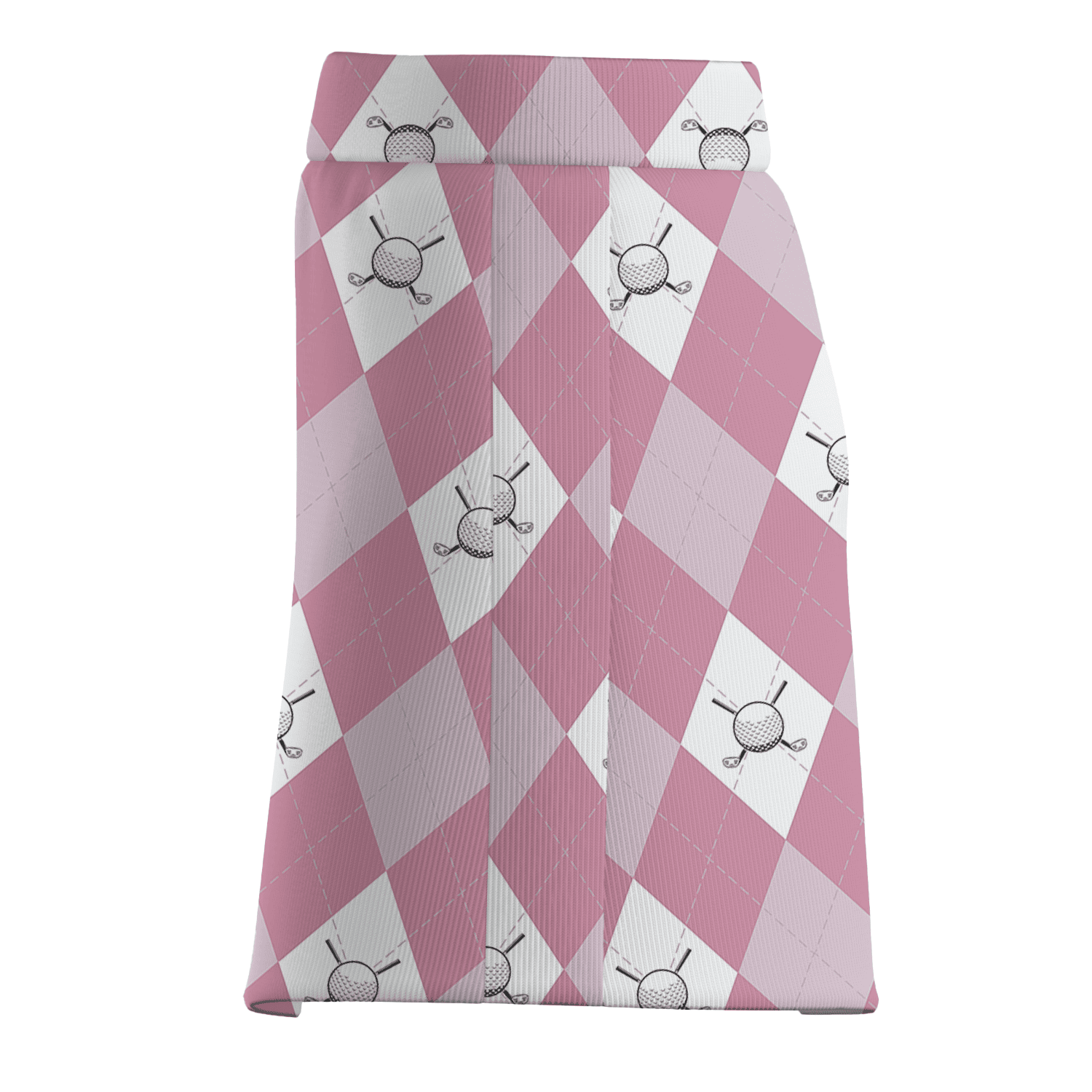Personalized Light Pink Argyle Golf Ball & Club Print Women's Golf Skort I5425 additional image 3