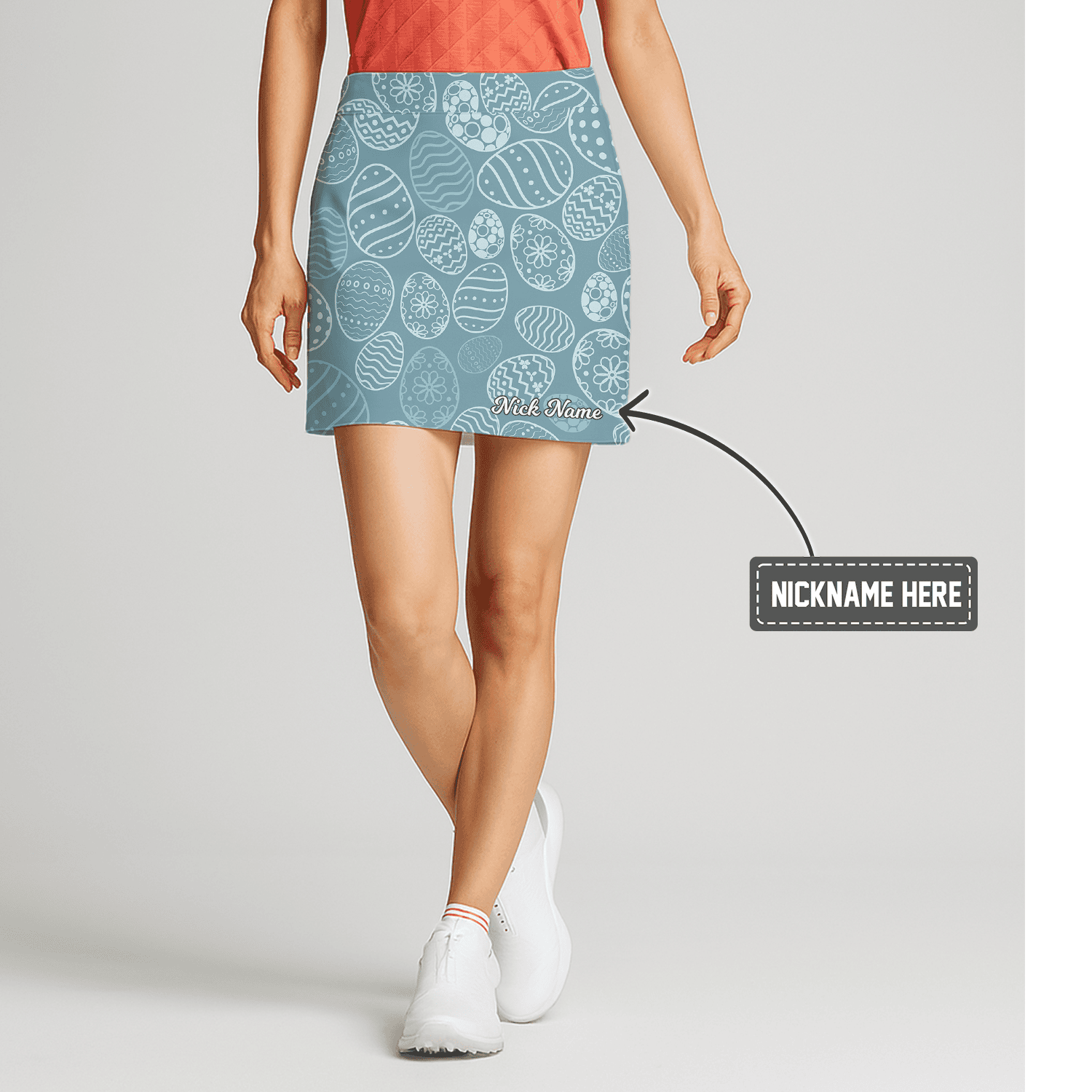 Personalized Women's Dusty Blue Easter Egg Print Golf Skort W7440 main image - S