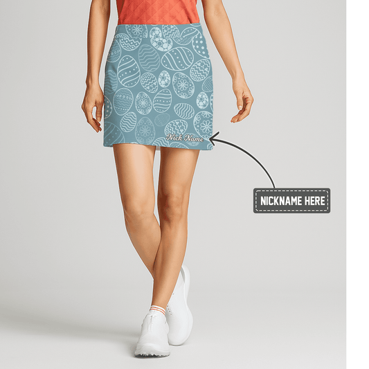 Personalized Women's Dusty Blue Easter Egg Print Golf Skort W7440 main image - S