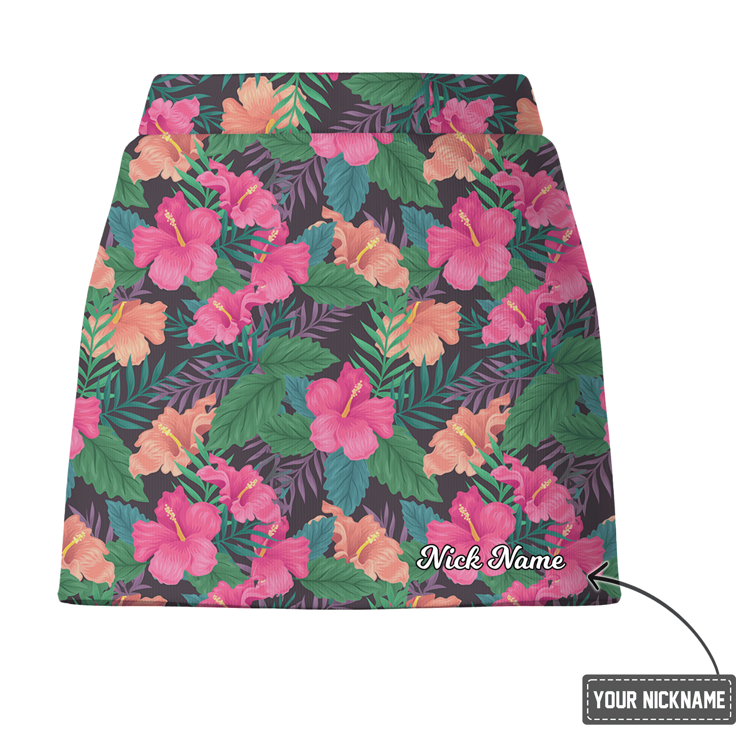 Personalized Women's Pink Hibiscus Tropical Floral Golf Skort C1500 additional image 2