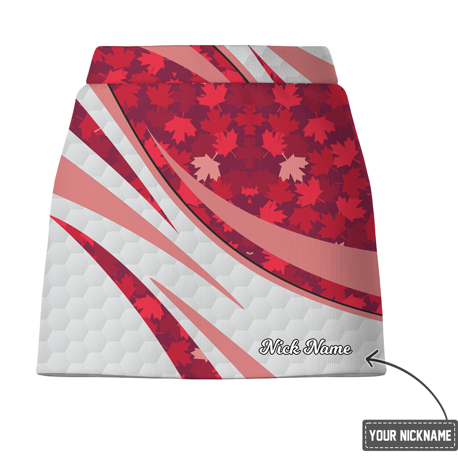 Personalized Red & White Abstract Maple Leaf Women's Golf Skort J8363 additional image 2