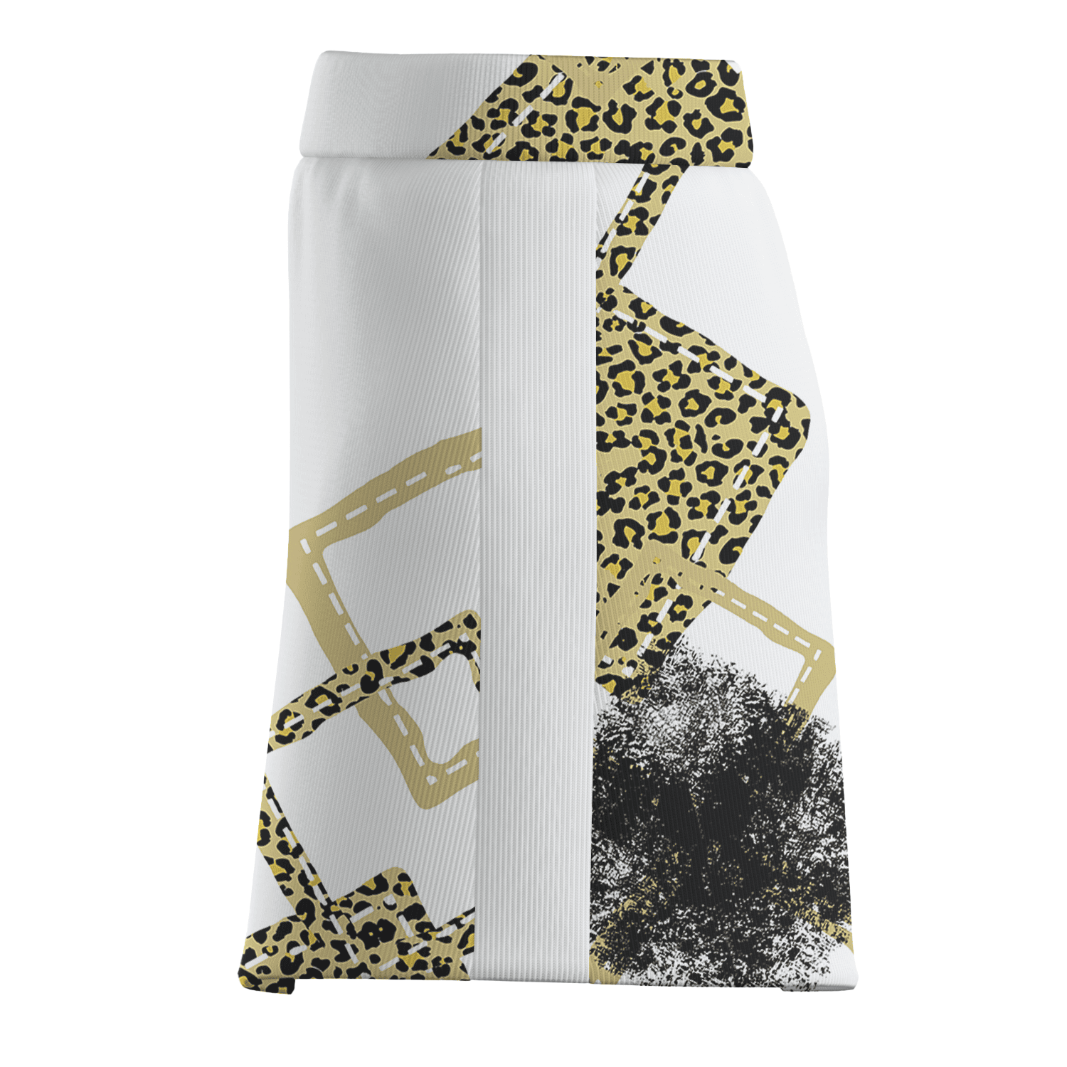 Personalized White Leopard Print Gold Zigzag Abstract Women's Golf Skort A8676 additional image 3