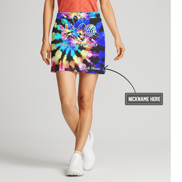 Personalized Women's Vibrant Tie-Dye Peace Love Golf Graphic Athletic Golf Skort A8396 main image - S