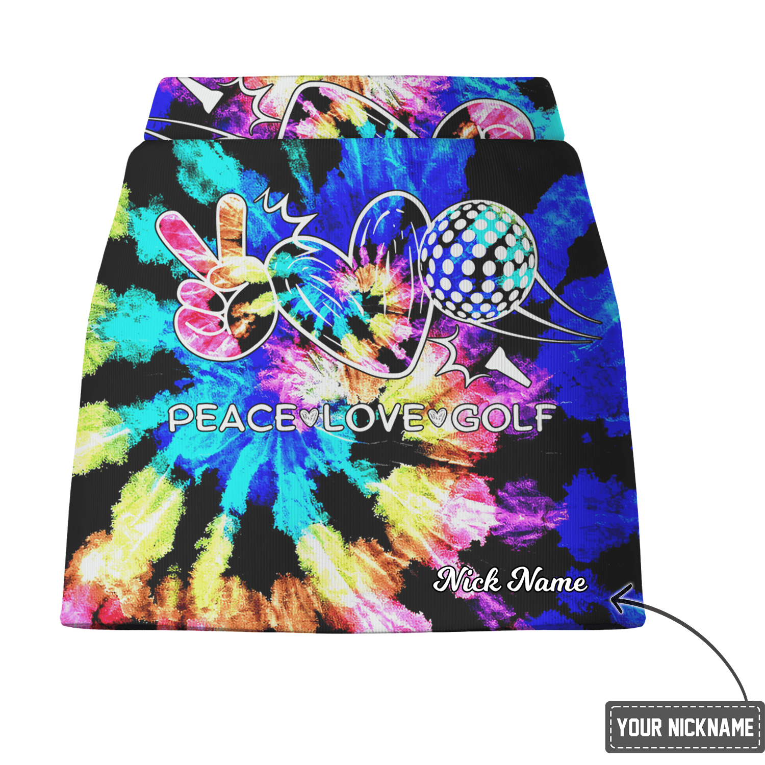 Personalized Women's Vibrant Tie-Dye Peace Love Golf Graphic Athletic Golf Skort A8396 additional image 2