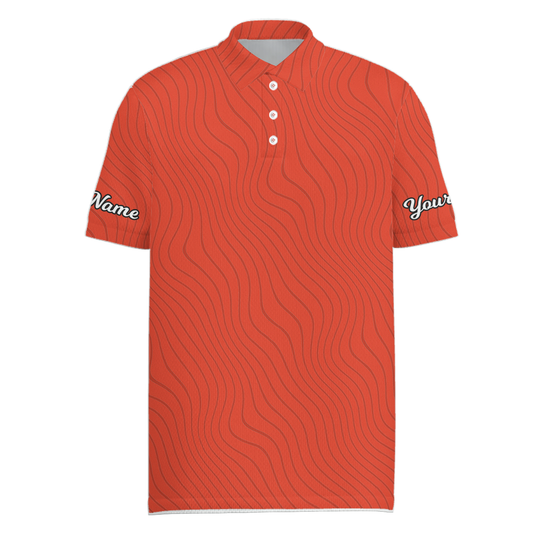 Personalized Orange Wavy Pattern Golf Polo Shirt for Men O1460 main image - Men Polo S