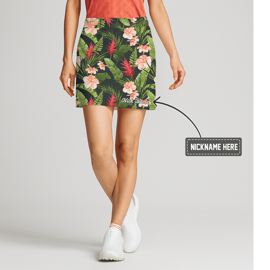 Personalized Women's Dark Tropical Hibiscus Print Golf Skort G0439 main image - S