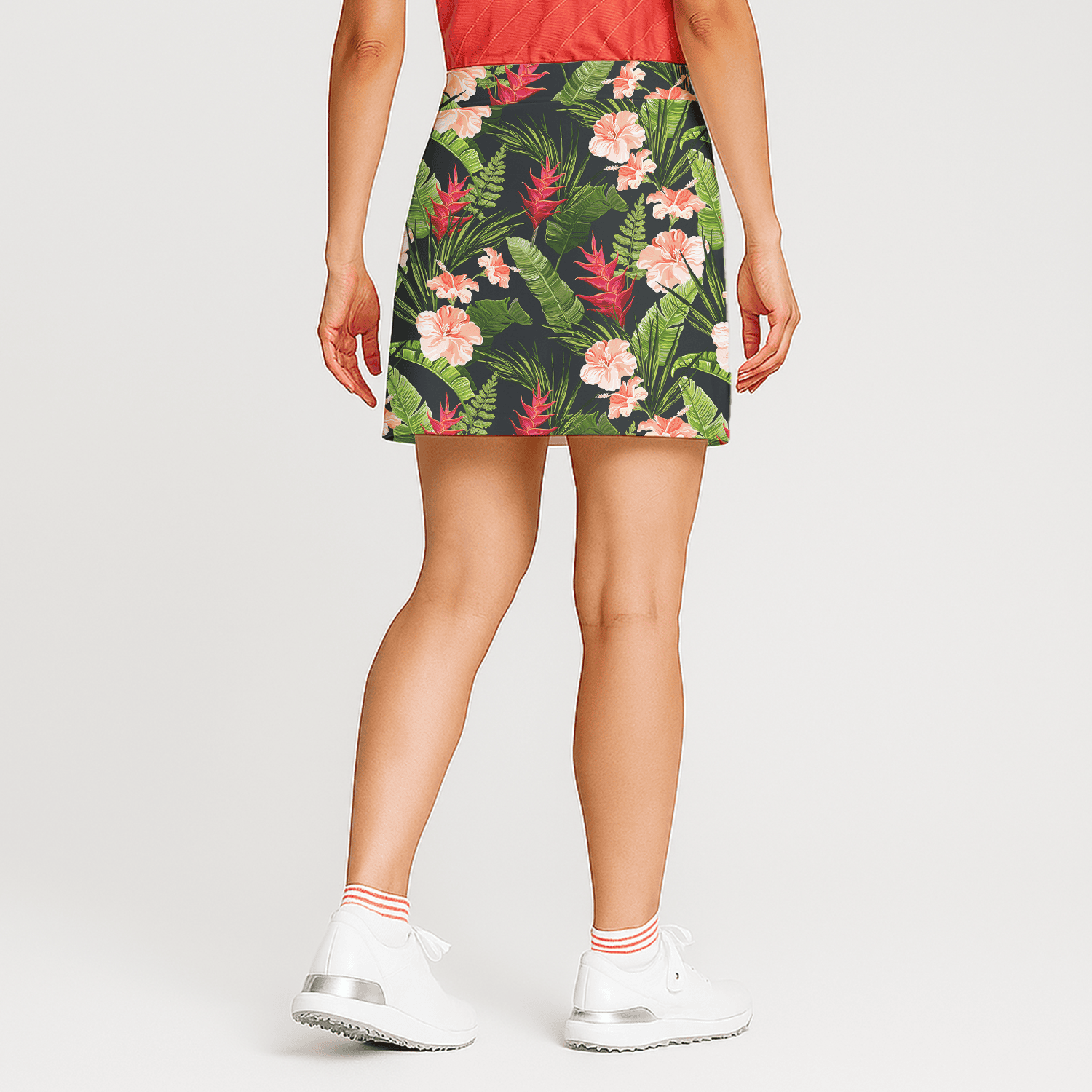 Personalized Women's Dark Tropical Hibiscus Print Golf Skort G0439 additional image 1