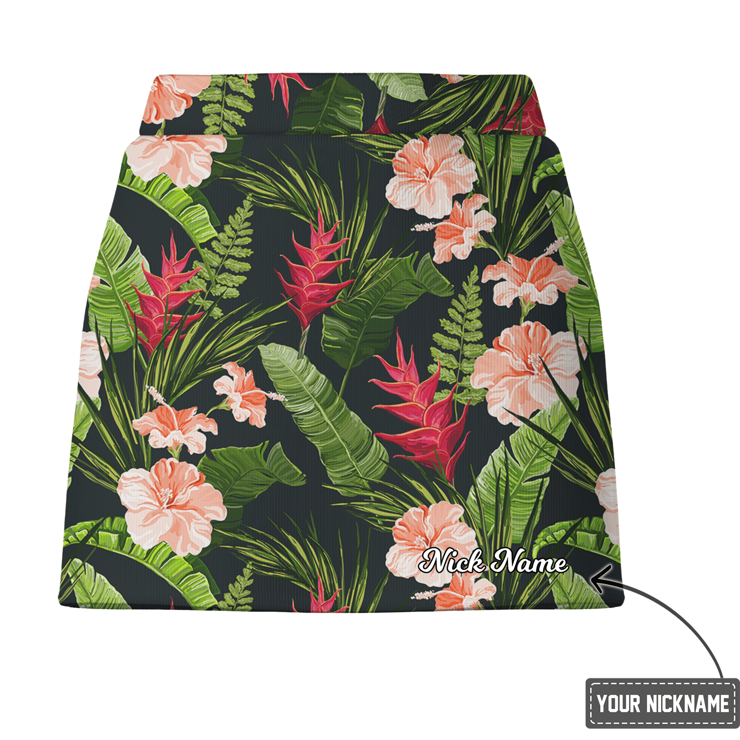 Personalized Women's Dark Tropical Hibiscus Print Golf Skort G0439 additional image 2