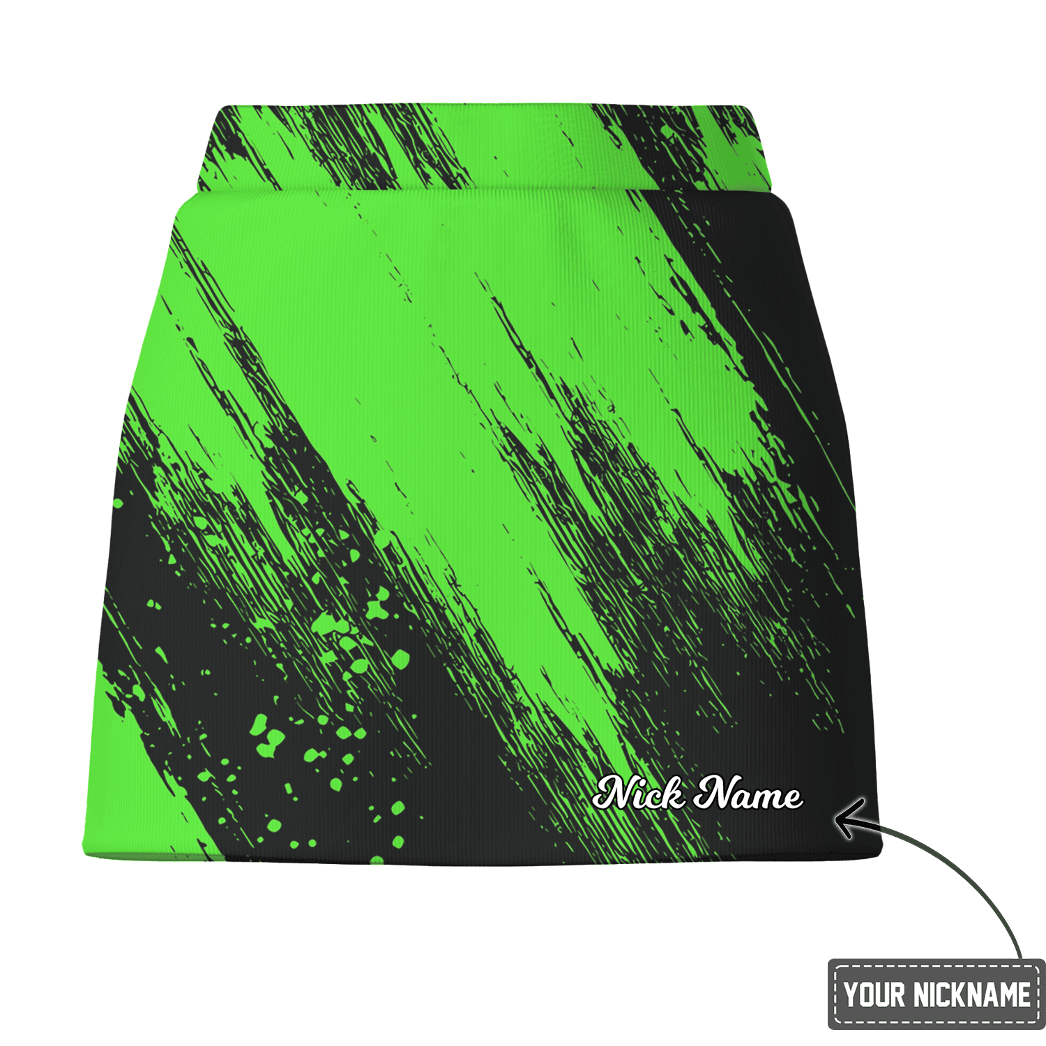 Personalized Neon Green & Black Abstract Brushstroke Women's Golf Skort Q8727 additional image 2
