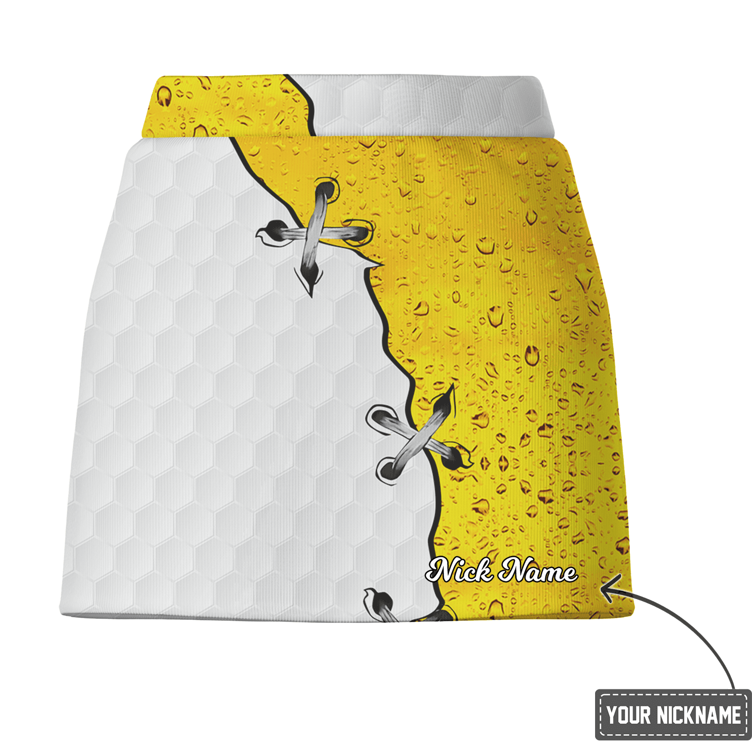 Personalized White Hexagon Yellow Bubble Lace-Up Women's Golf Skort N1416 additional image 2
