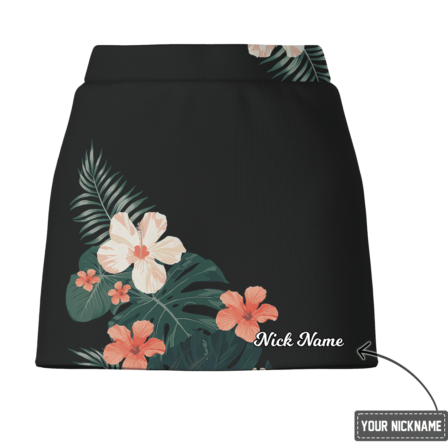 Personalized Women's Charcoal Tropical Floral Print Golf Skort M3685 additional image 2