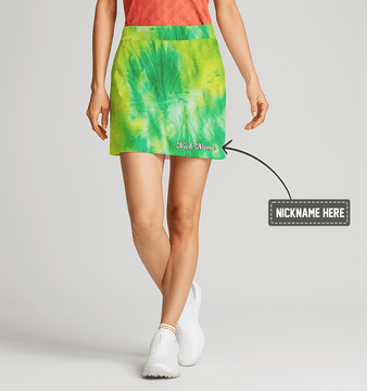 Personalized Women's Vibrant Green Tie-Dye Athletic Golf Skort K2586 main image - S