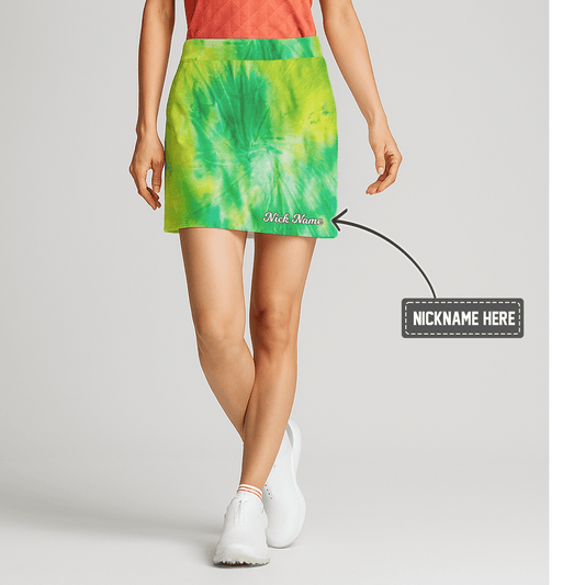 Personalized Women's Vibrant Green Tie-Dye Athletic Golf Skort K2586 main image - S