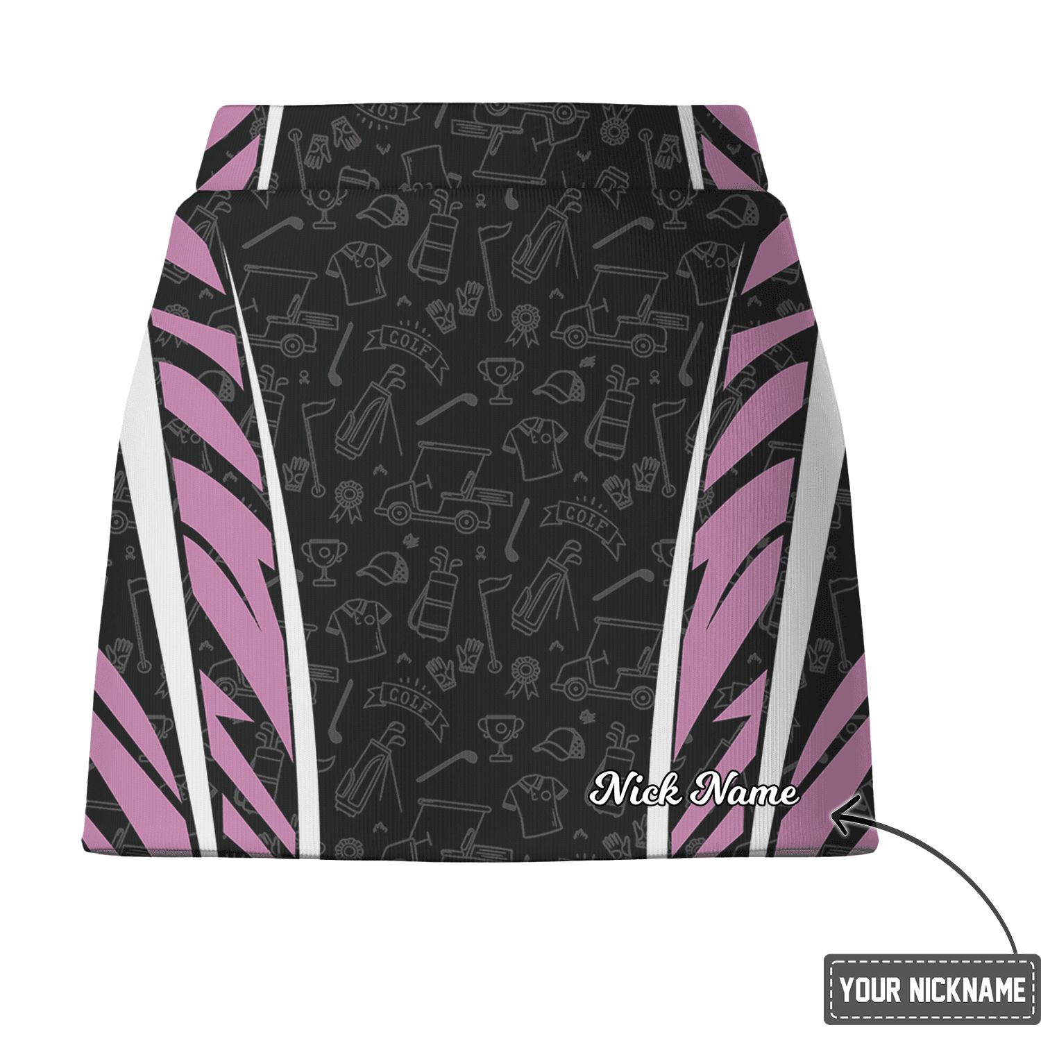 Personalized Women's Golf Skort Grey Golf Icon Print with Pink Abstract Side Panels D4978 additional image 2