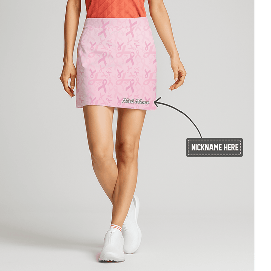 Personalized Pink Breast Cancer Awareness Ribbon Print Women's Golf Skort H6378 main image - S