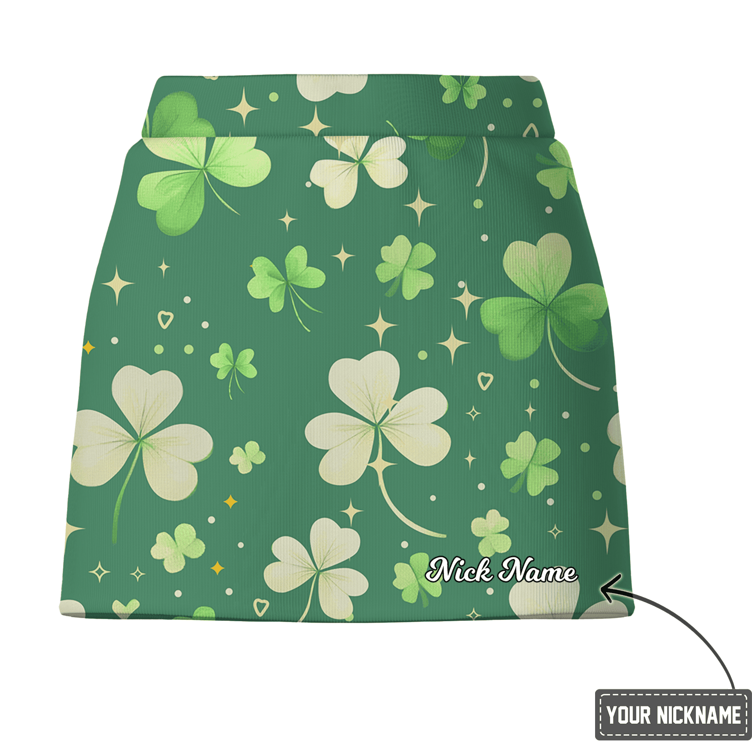 Personalized Green Lucky Shamrock Print Women's Golf Skort J3460 additional image 2