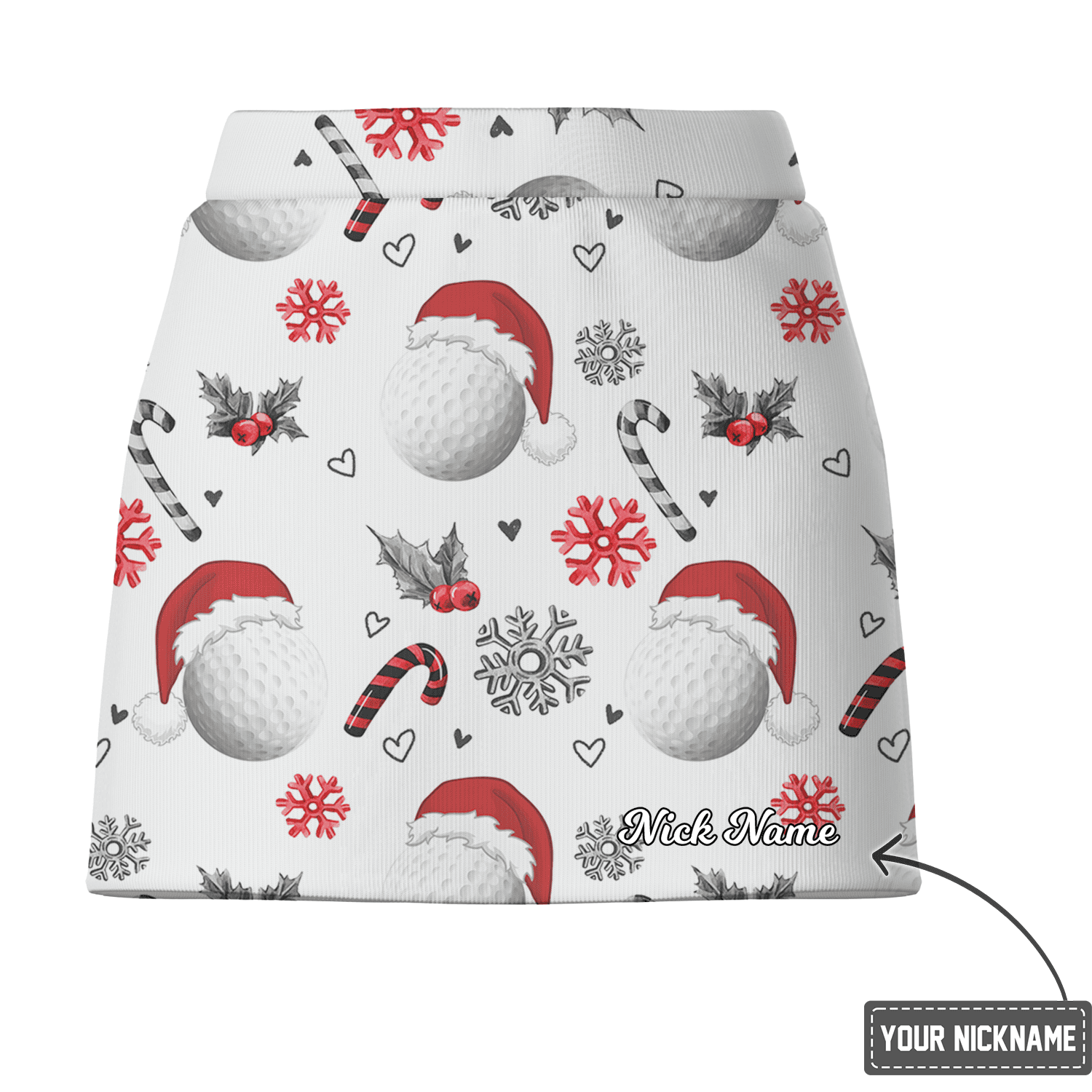 Personalized Women's White Christmas Santa Hat Golf Ball Print Golf Skort N8650 additional image 2
