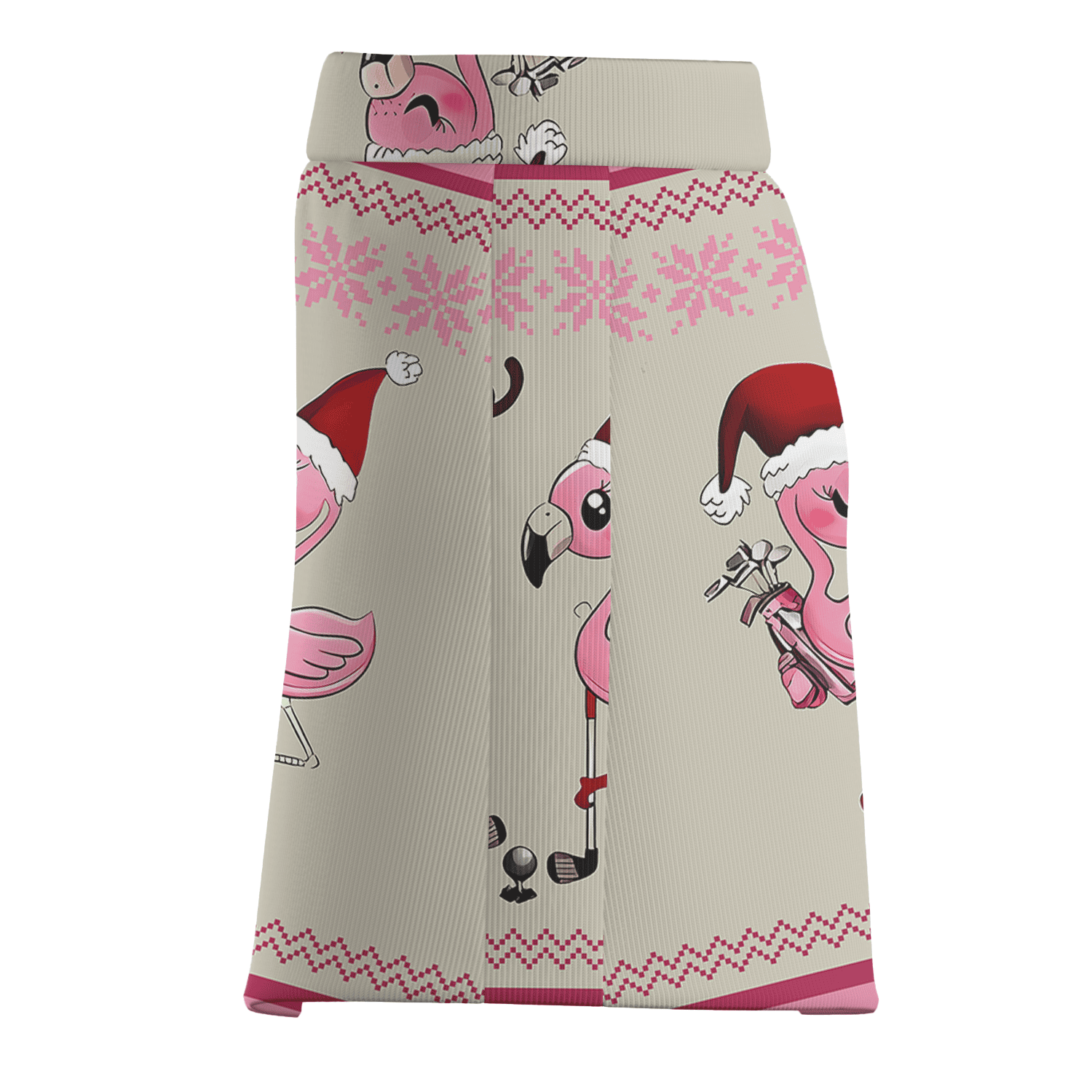 Personalized Women's Beige Christmas Flamingo Golf Skort, Snowflake Pattern H9669 additional image 3