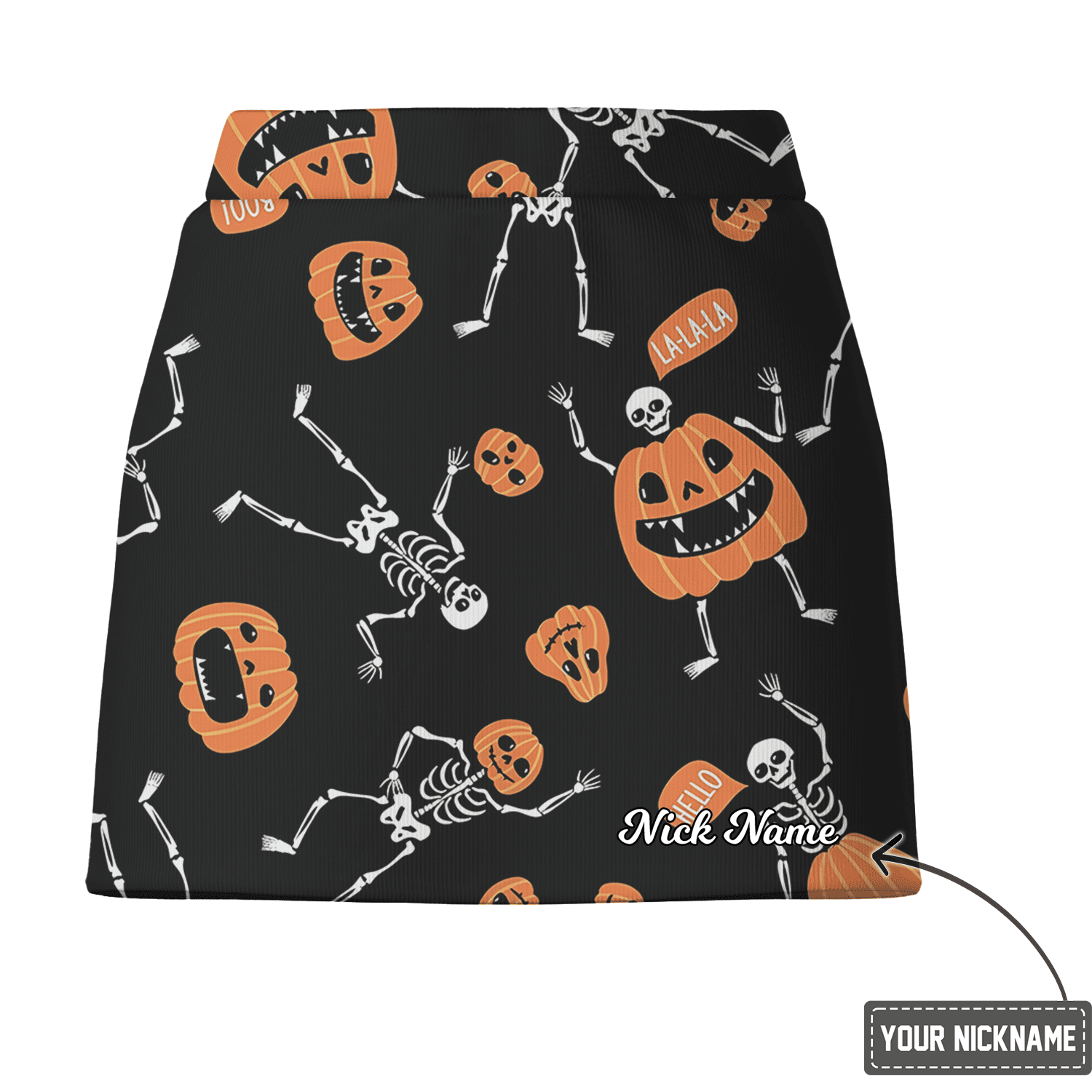 Personalized Black Halloween Dancing Skeleton Pumpkin Women's Golf Skort X9293 additional image 2