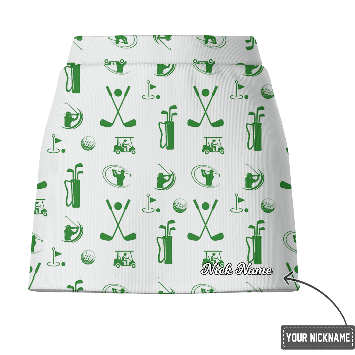Personalized Women's White Green Golf Icon Print Athletic Golf Skort M6649 additional image 2