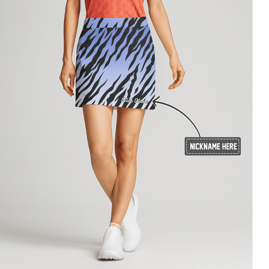 Personalized Ombre Blue Black Tiger Stripe Women's Golf Skort W8960 main image - S
