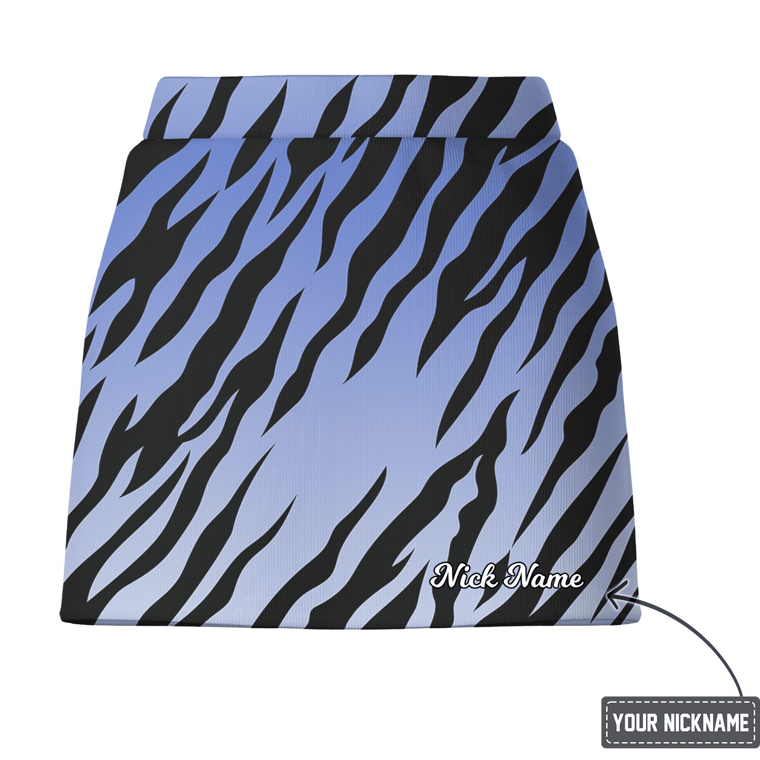 Personalized Ombre Blue Black Tiger Stripe Women's Golf Skort W8960 additional image 2