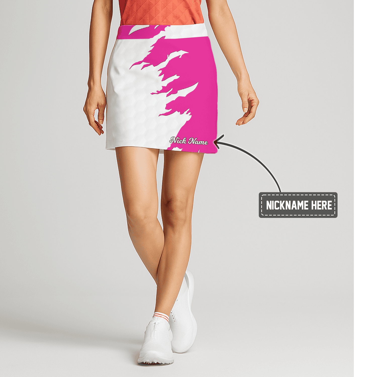Personalized Hot Pink & White Abstract Women's Golf Skort T1667 main image - S