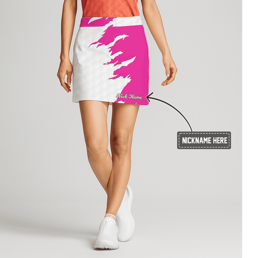 Personalized Hot Pink & White Abstract Women's Golf Skort T1667 main image - S