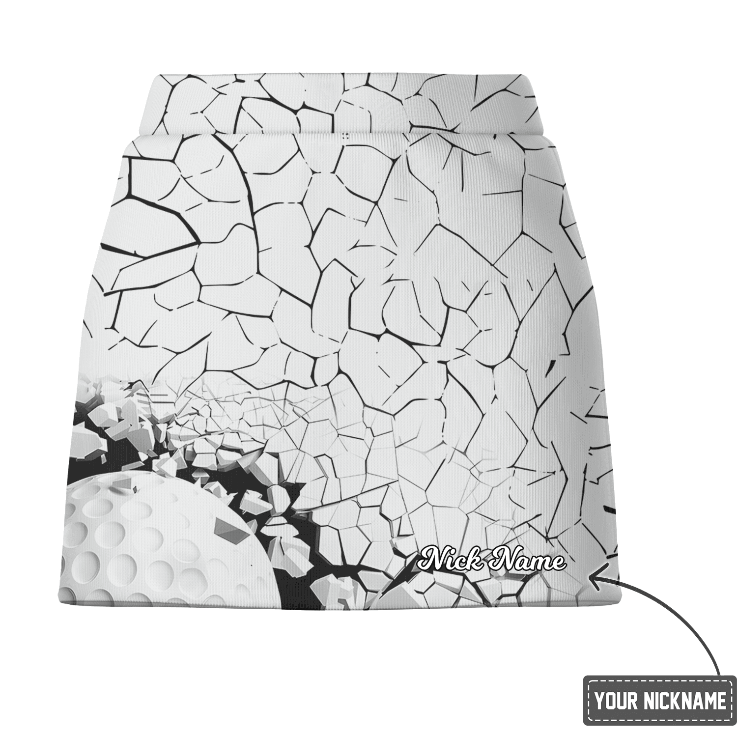 Personalized Women's White & Black Shattered Golf Ball Print Golf Skort S7123 additional image 2