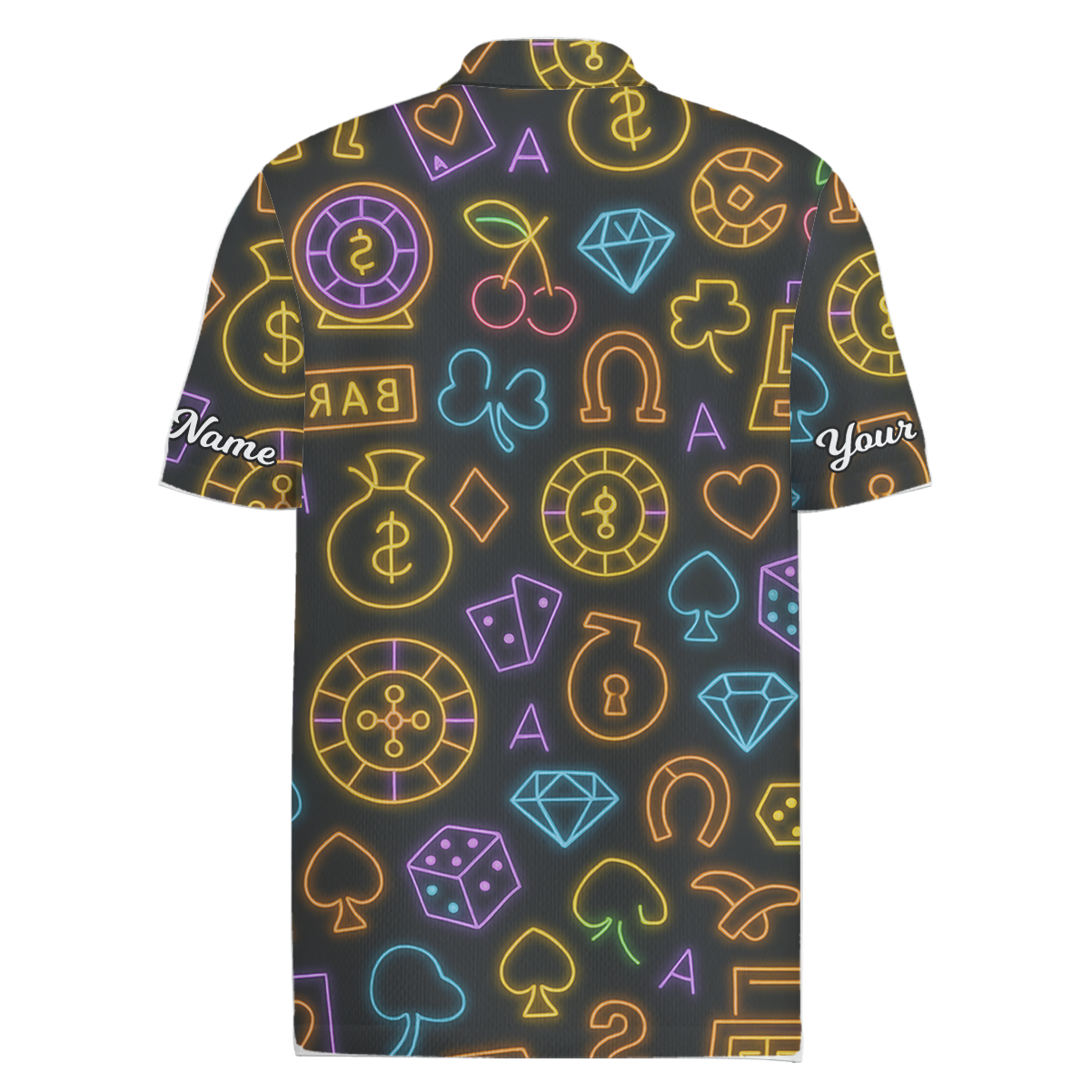 Personalized Golf Polo for Men, Black Neon Casino Gambling Pattern O3027 additional image 1