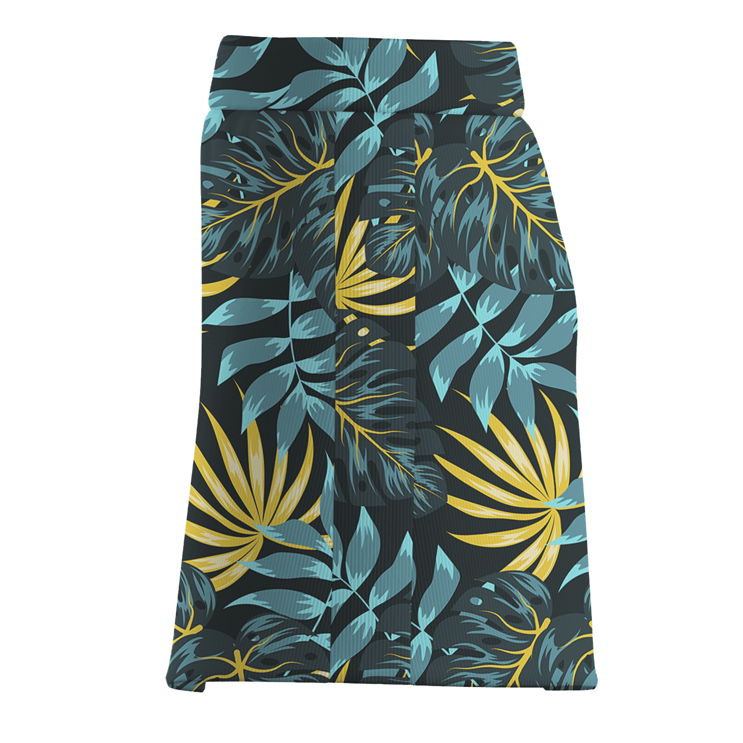 Personalized Dark Teal Yellow Tropical Leaf Print Women's Golf Skort Y1138 additional image 3