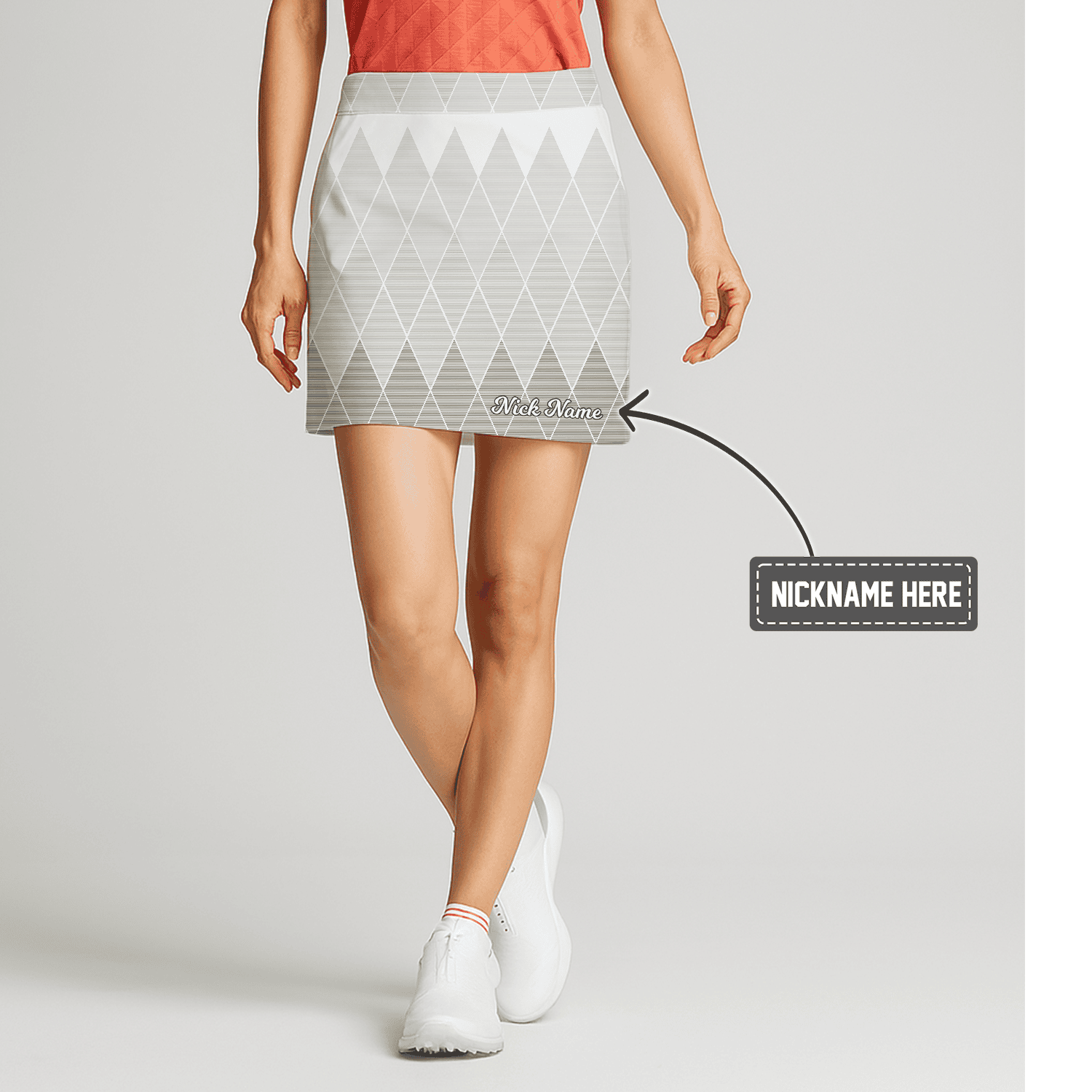 Personalized White Ombre Diamond Pattern Women's Golf Skort M8879 - - S