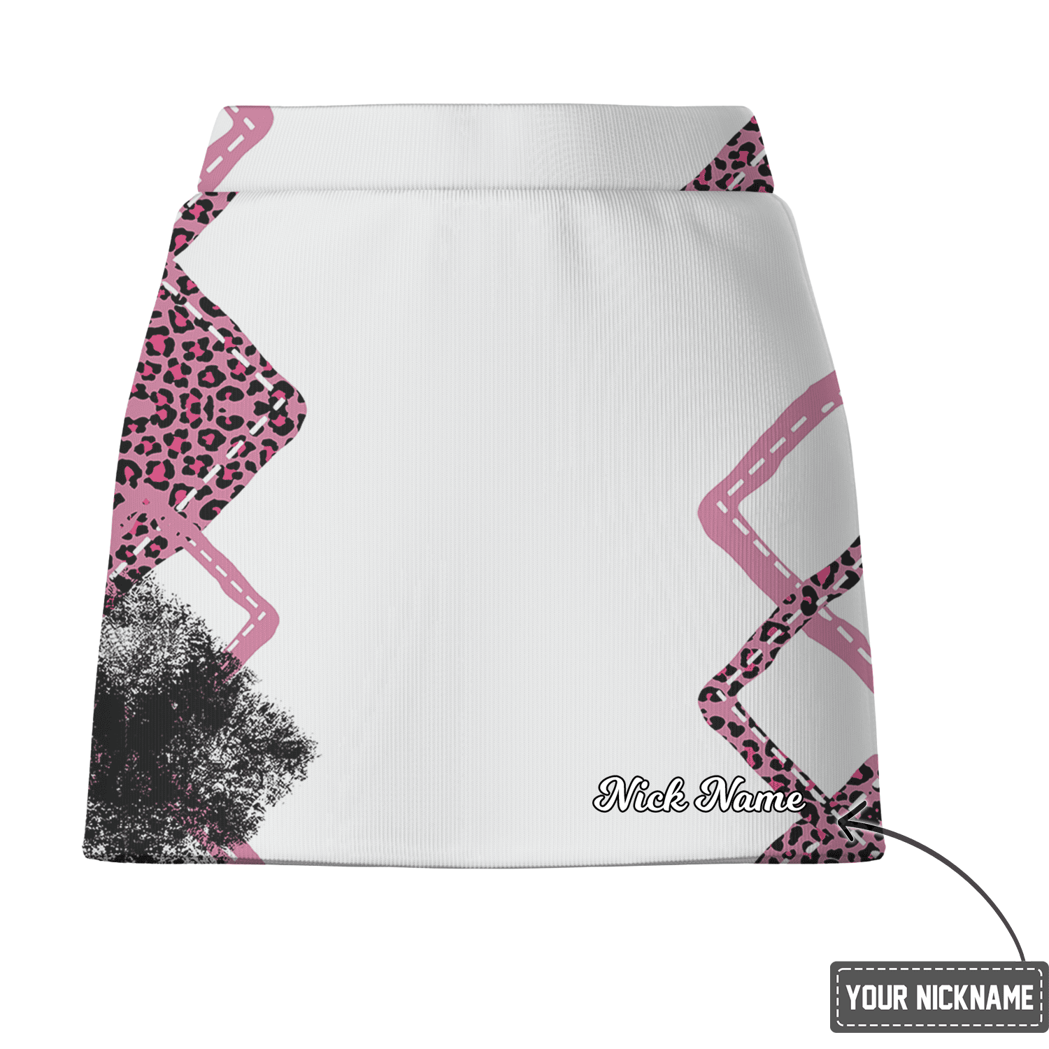 Personalized White Pink Leopard Zigzag Abstract Women's Golf Skort I9529 additional image 2