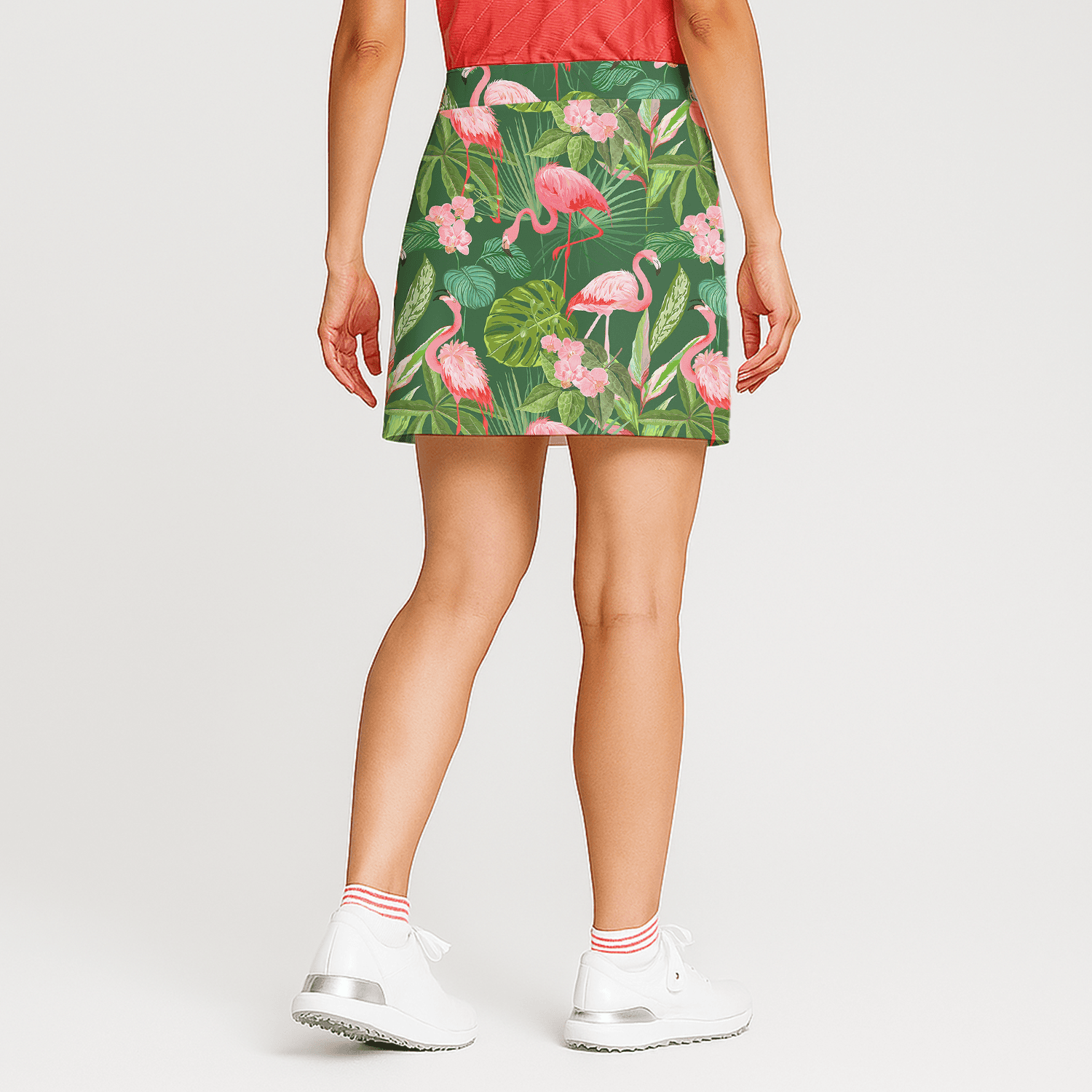 Personalized Vibrant Green Flamingo Tropical Women's Golf Skort V9189 additional image 1
