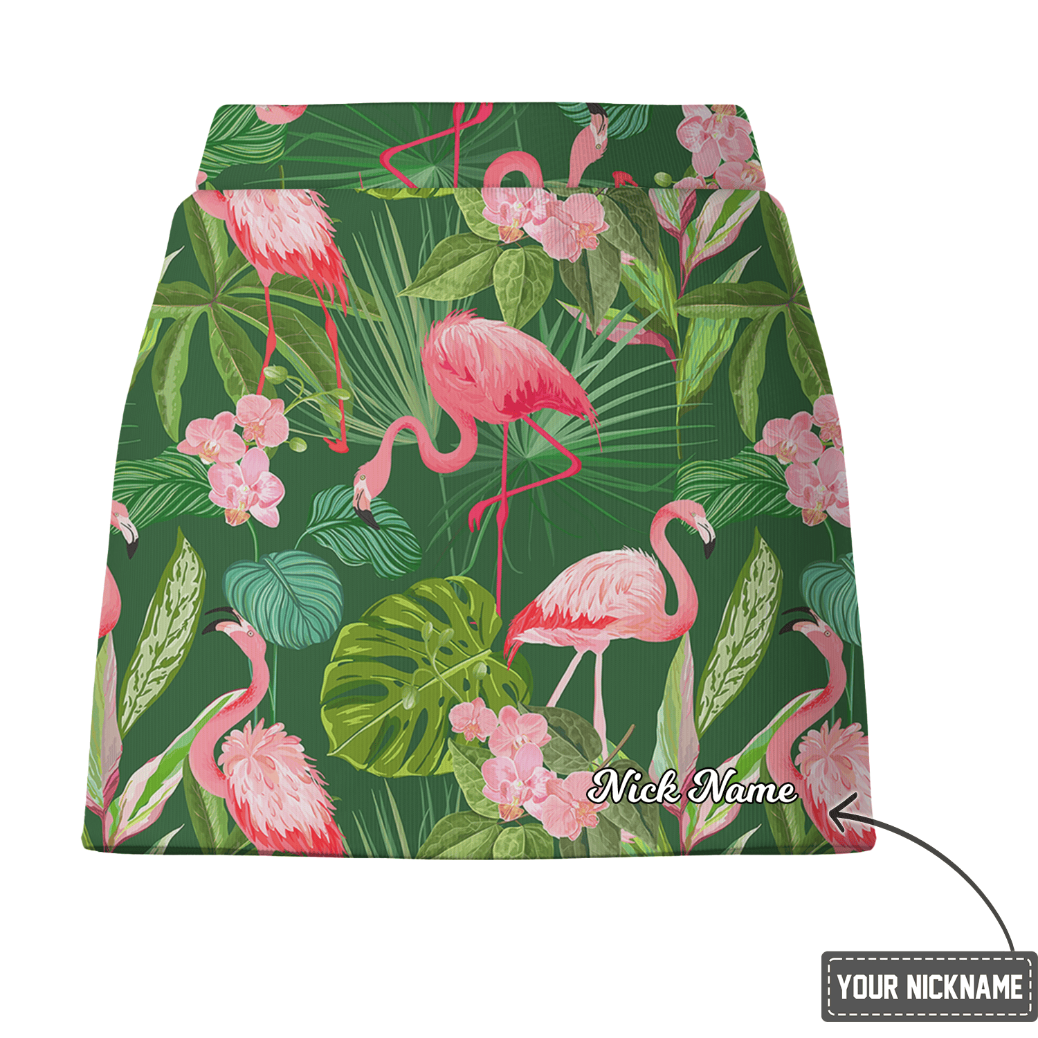 Personalized Vibrant Green Flamingo Tropical Women's Golf Skort V9189 additional image 2