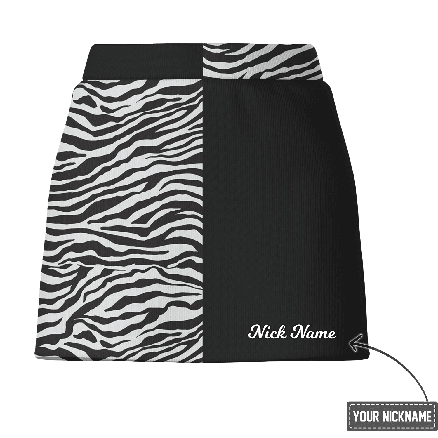 Personalized Women's Black White Asymmetrical Zebra Print Athletic Golf Skort Q1423 additional image 2